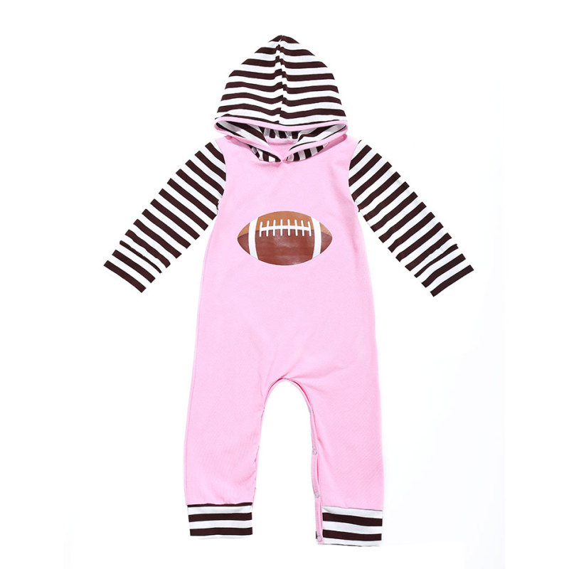 New Style Long Sleeve Cotton Strip Hooded Baby Jumpsuit