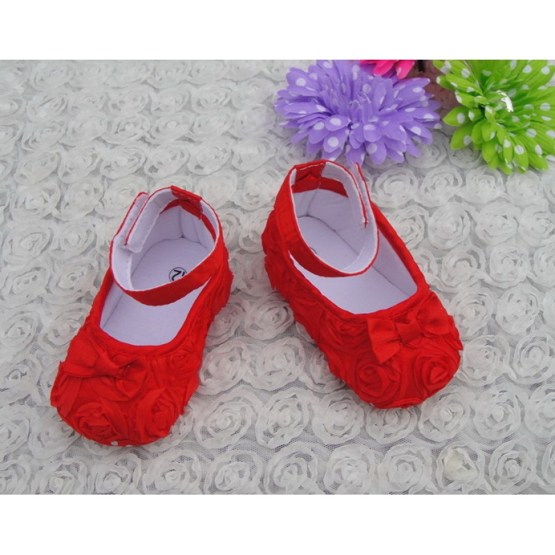 New design baby hard sole walking shoes rosette baby shoes for sale