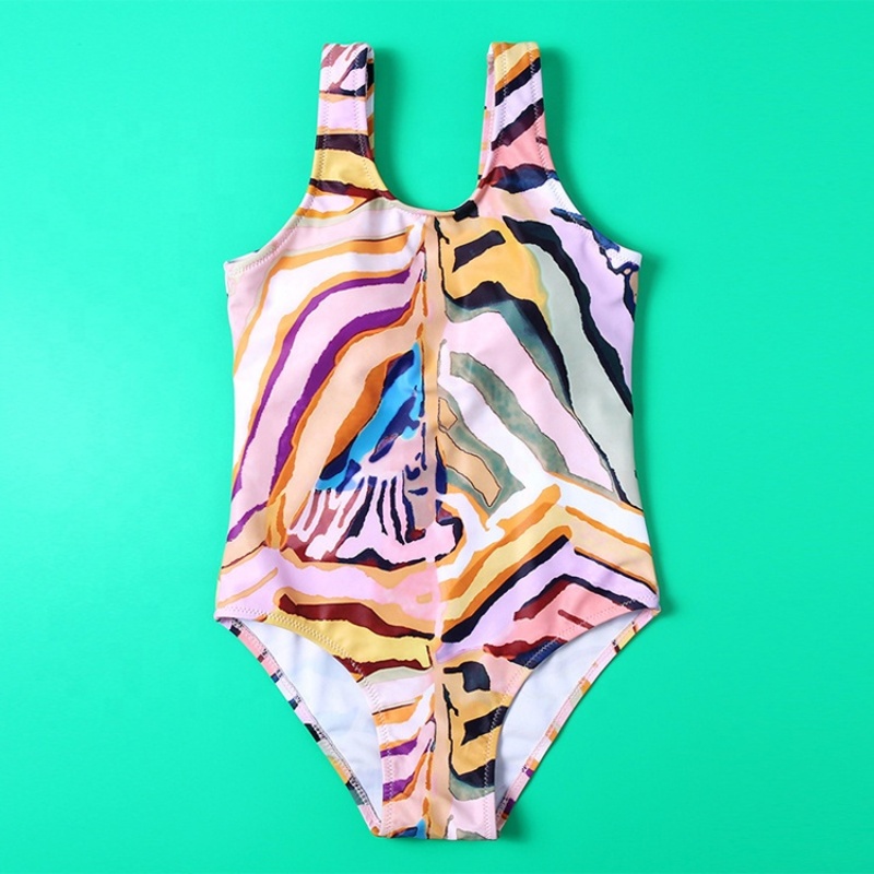 Hot selling yellow one piece custom ruffle swimsuit dress cartoon swimwear