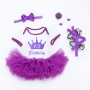 New Infant Boutique Cotton Girl Birthday Dresses With Baby Shoes And Headband 