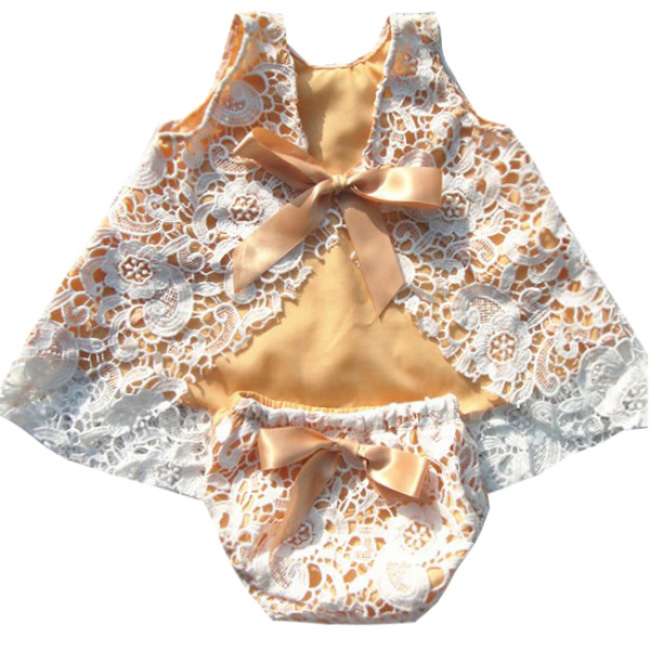 Wholesale Kids Summer Wear Lace Swing Top Matching Bloomer Clothing Set