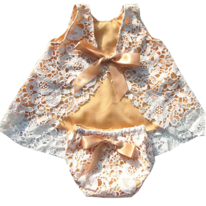 Wholesale Kids Summer Wear Lace Swing Top Matching Bloomer Clothing Set