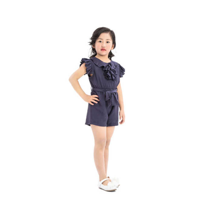 Lovely Baby  Girl Clothes Short Sleeve Rayon Navy Blue Baby Set