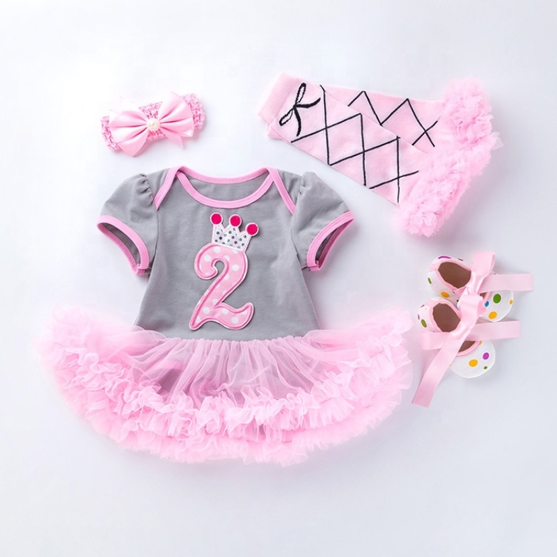Wholesale Cotton Short Sleeve Bodysuit With Tutu Skirts Outfit Set