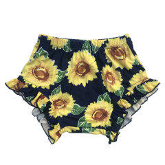 Wholesale sunflower leopard soft floral Baby Girls shorts Ruffle Bloomers bummies