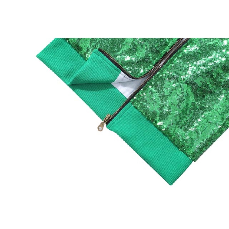 2018 Fall Children Girls Modern Green Sequin Jacket Coats