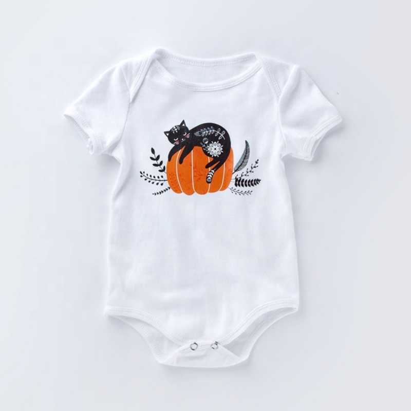 2021 black white pumpkin plaid baby clothes cotton newborn romper