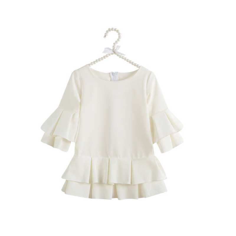 Wholesale Solid Color Long Sleeve Infant Girl Tunic Dress