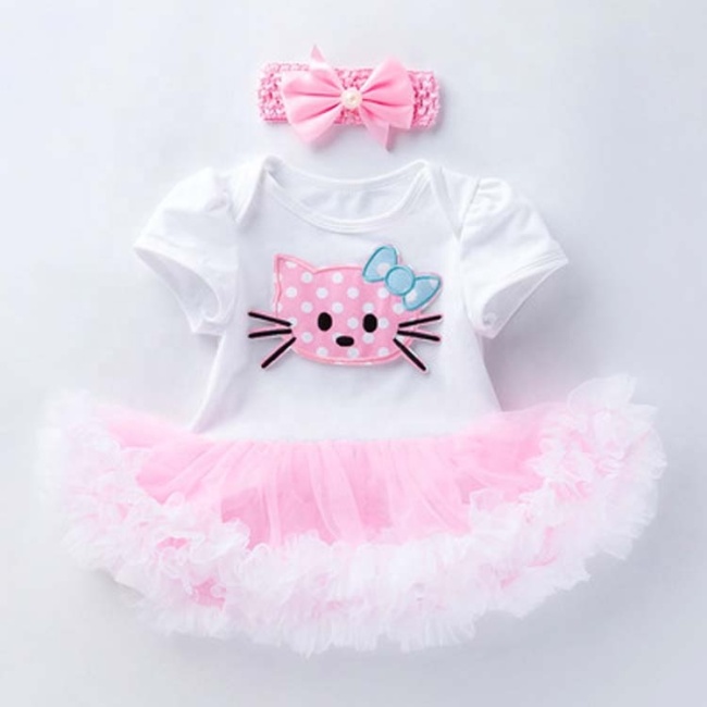 Hot Sale Toddler Girl Pink Design Cotton 2 Piece Romper Set For Birthday