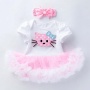 Hot Sale Toddler Girl Pink Design Cotton 2 Piece Romper Set For Birthday