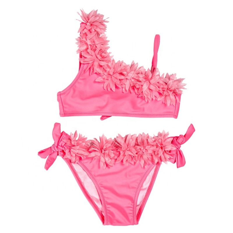 Bikini manufacture high quality little girls yellow pink dropshipping swimwear