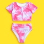 2021 swimwear pink purple sport style tie dye bikini set