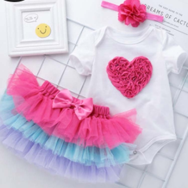 Manufacturer Sale Little Girl Birthday Bodysuit With Skirts And Headband For Smash Cake
