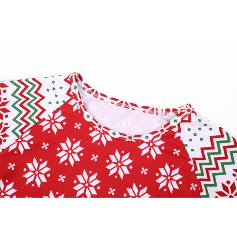 Cheerful Red Color Long Sleeve Christmas Tunic Dress for Children Girls