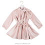 Soft pleated children fancy top designs dress coat velvet tunic girl winter shirts