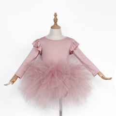 Wholesale Toddler Girl Professional Ballet Tutu Dusty Pink Long Sleeve Dancing Dress