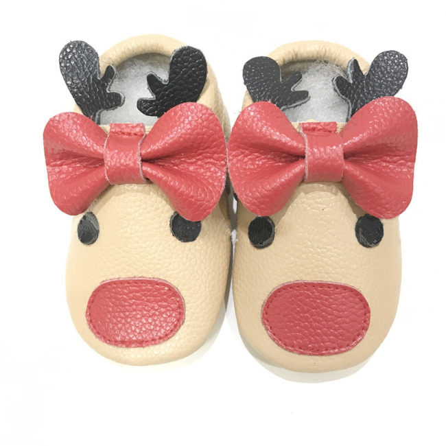 Popular Boutique Moccasin Shoes  Baby Leather Shoes  Christmas  Elk Toddler Shoes For Girl