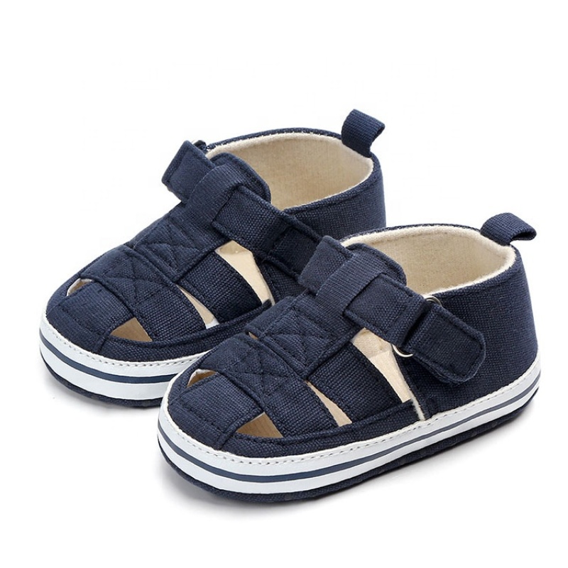Hot saling baby shoes cotton hollow out buckle strap toddler boy sandals