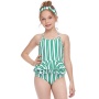 USA red green high quality striped string bikini custom kids swimwear