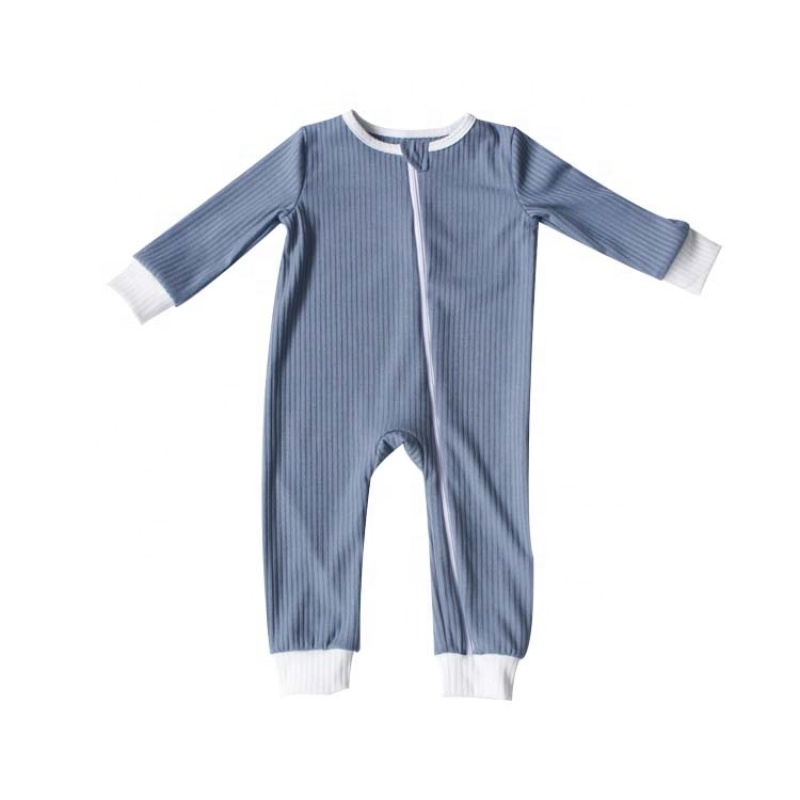 Nature Color Knitted Baby Girls Boys Unisex Long Sleeve Zipper Rompers Footed Pajamas Jumpsuits