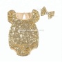 HOT Selling Summer Pretty Baby Girl's Spring Flutter Sequin Sleeve Romper with headband