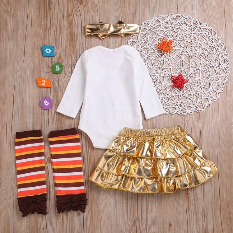 2021 thanksgiving day trendy designer  baby romper tiered skirt leg warmers 3 piece set clothes
