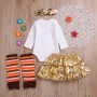 2021 thanksgiving day trendy designer  baby romper tiered skirt leg warmers 3 piece set clothes