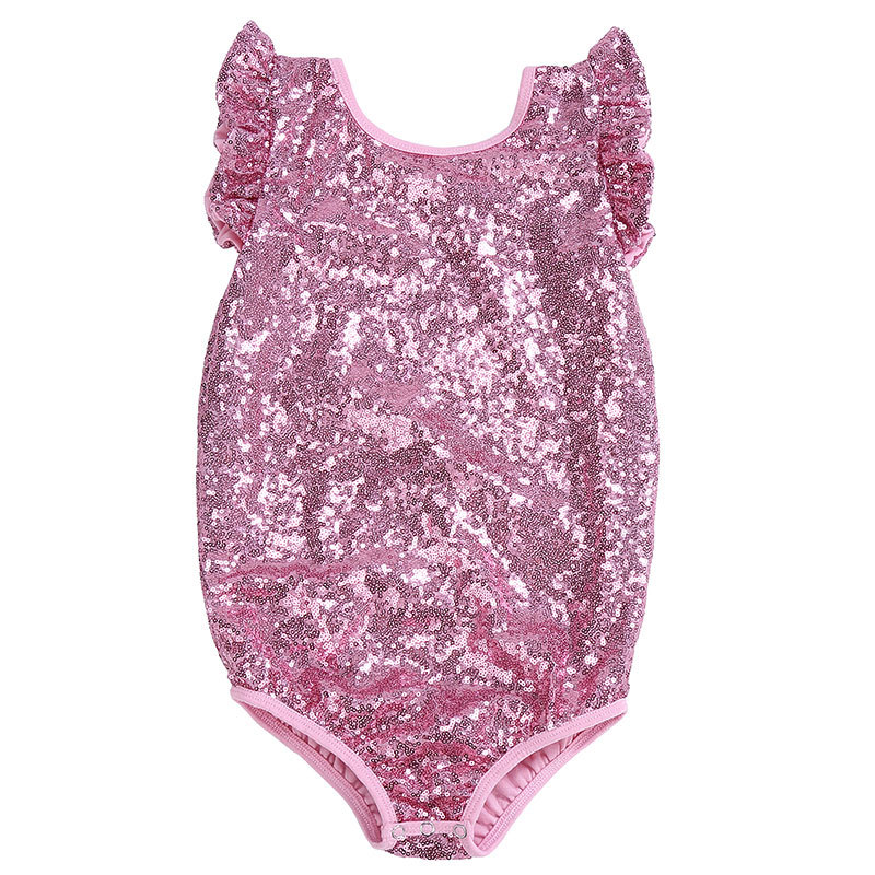 Top Quality Boutique Girl Romper Cotton Sleeveless  Baby Clothes Sequin Leotard