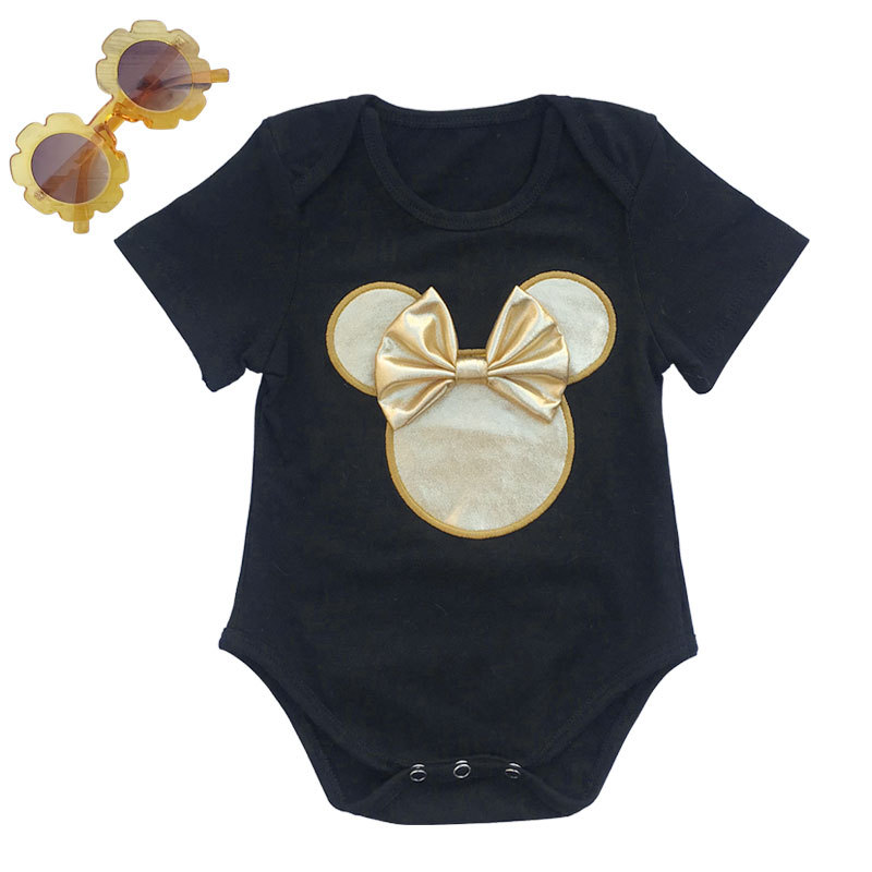 Factory Wholesale Golden Cotton Romper With Gold Bloomer And Baby Shoes
