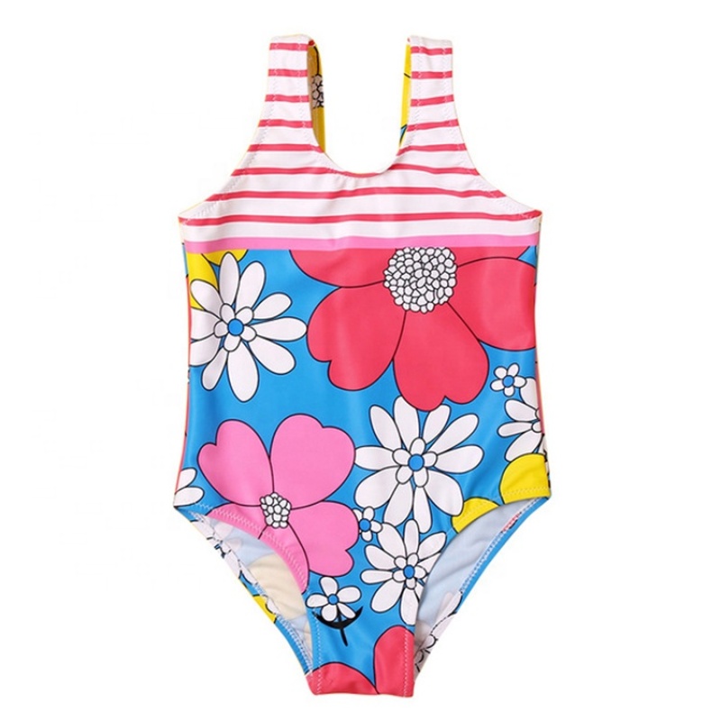 2021 high quality colorful floral bodysuit kids swimwear designer