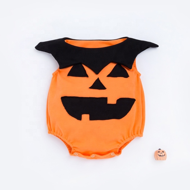 2021 halloween cute embroidered pumpkin jumpsuit baby custom clothes