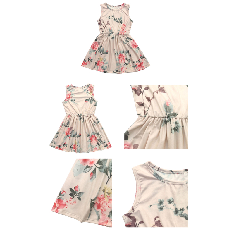 Wholesale Girl Sleeveless Floral Vintage Girl Dress For Daily Wear