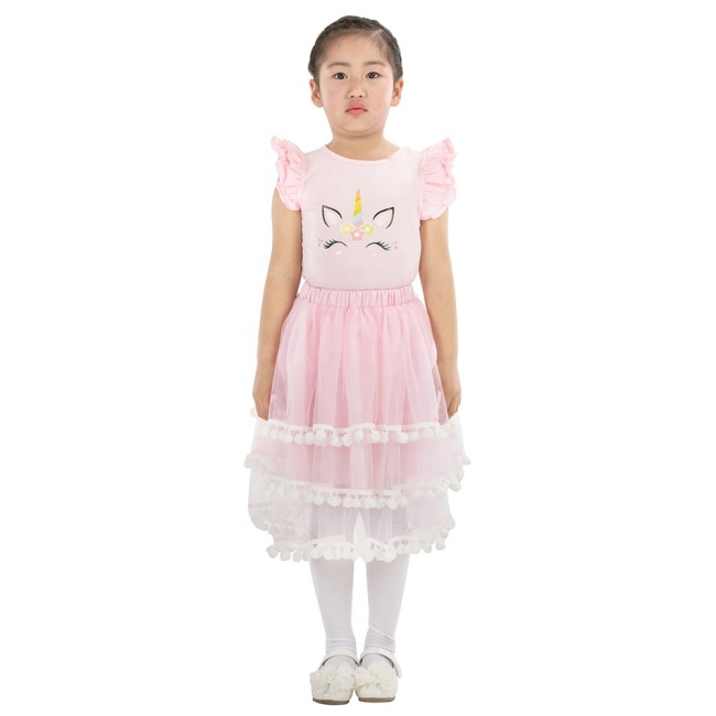 Wholesale Custom Girls Children Unicorn Costume Dresses Set 