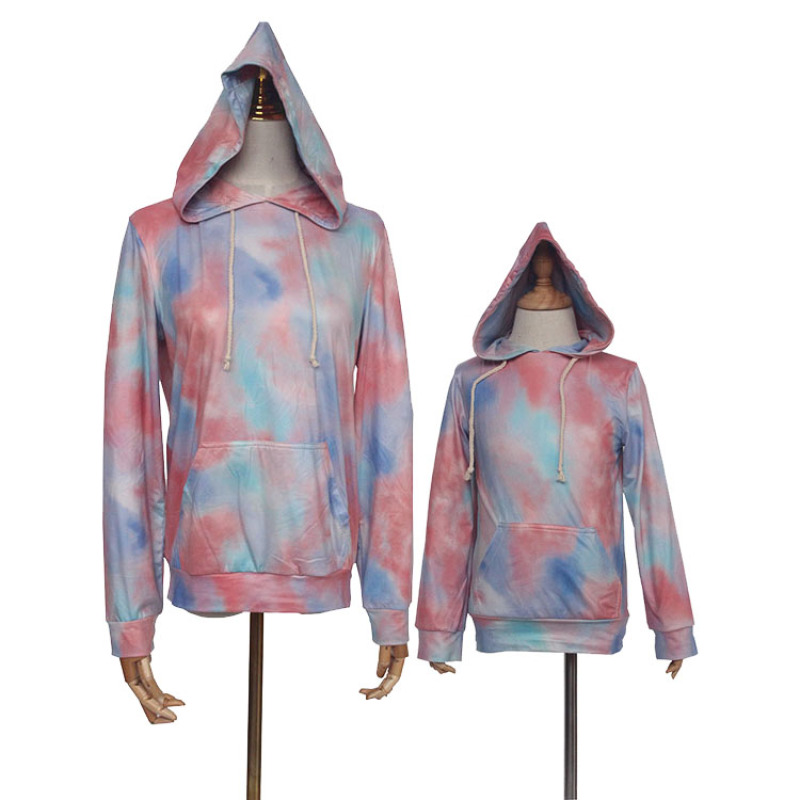 Fall trendy tie dye streetwear style fall clothing mommy and me pullover hoodie outfits