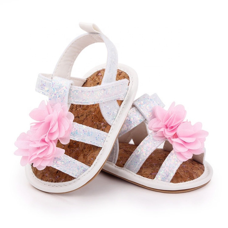 2021 latest designer round toe cork glitter toddler girl sandals