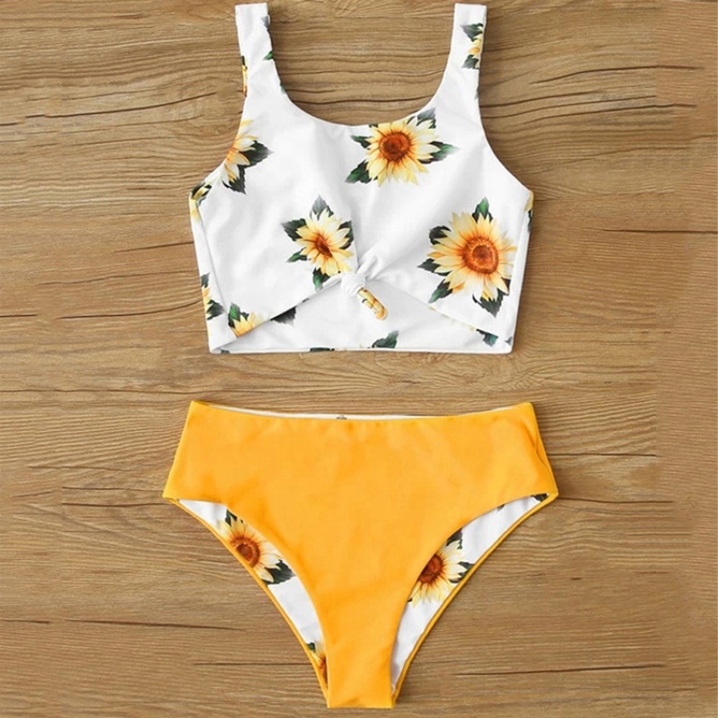 Factory two piece sexy high waist flower swimsuits wimwear