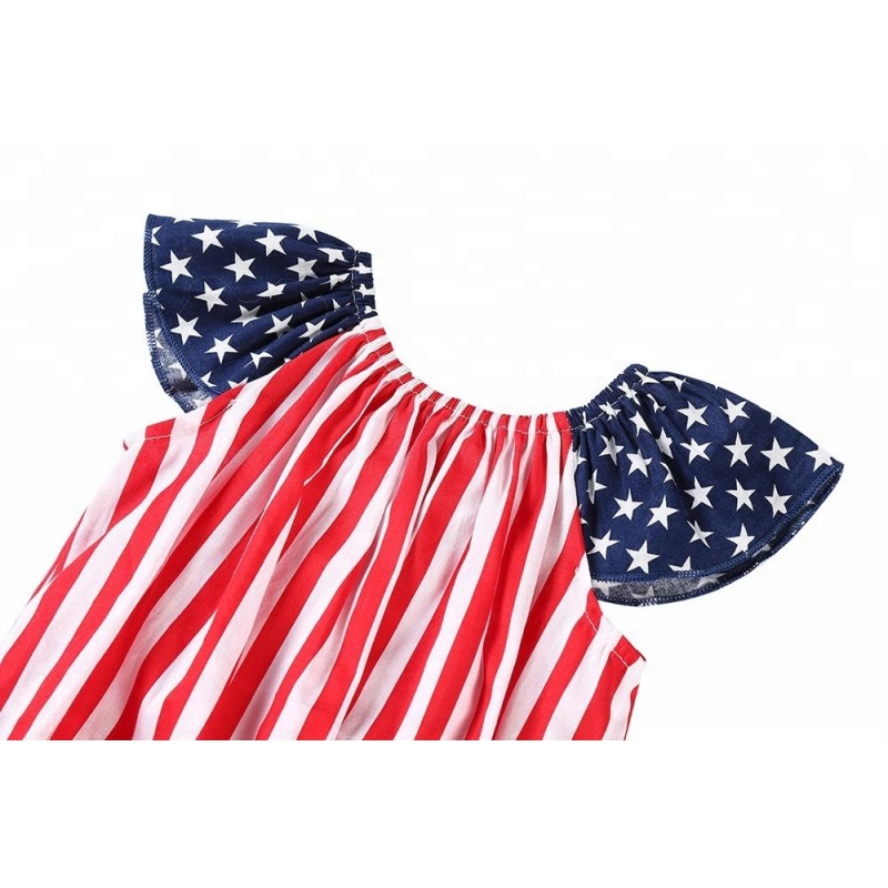2018 Strip And Star Summer Baby Girls American Flag Jumpsuit 4th Of July Romper