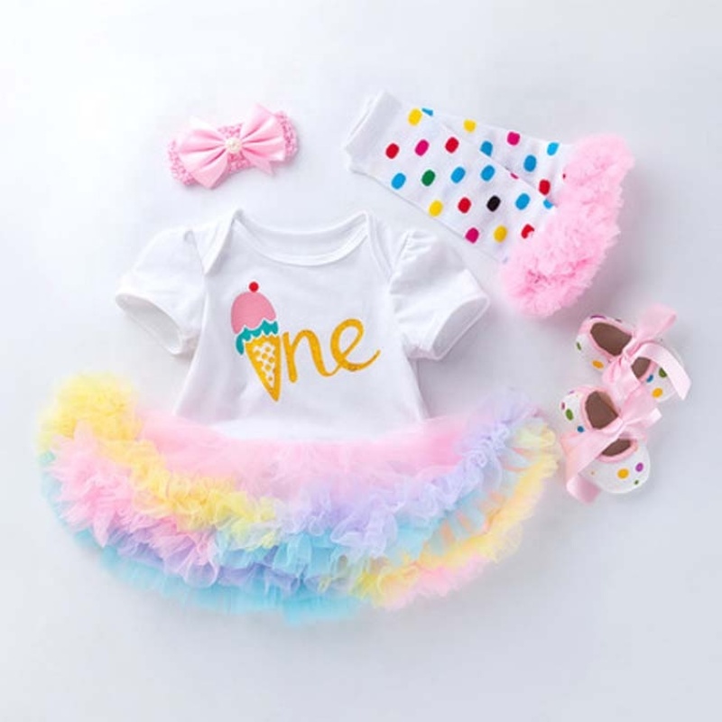 Wholesale Boutique Children Girl Birthday Tutu Dress Outfit Set With Baby Shoes And Leg Warmer And Headband 