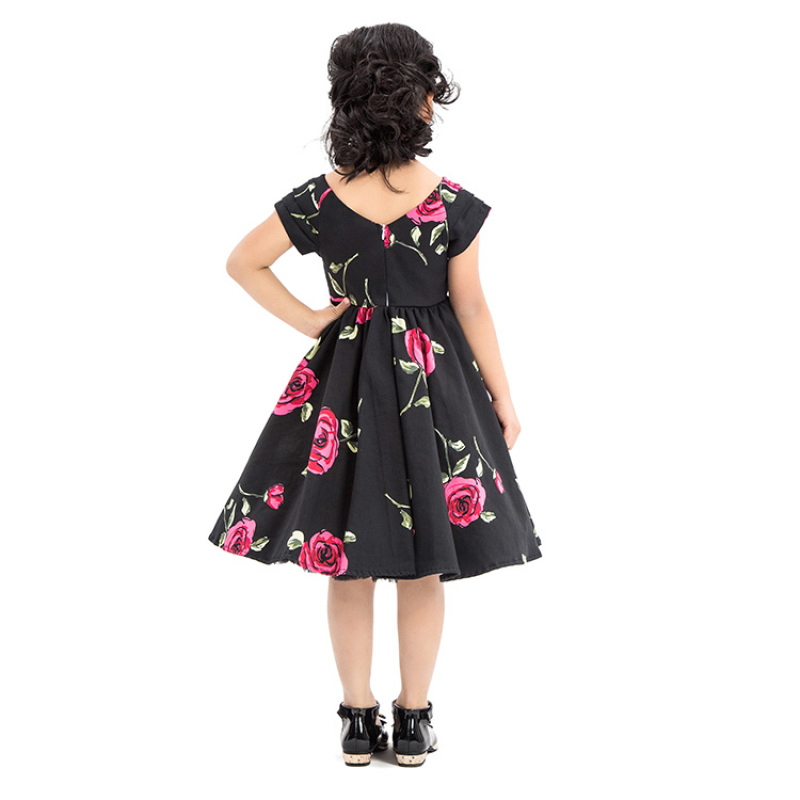 Wholesale New Arrival Floral 1950s Toddler Dress For School