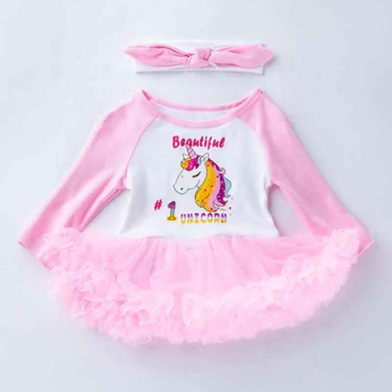 Wholesale Long Sleeve Girl Tutu Dress With Headband Outfit Set For Children Birthday Party 