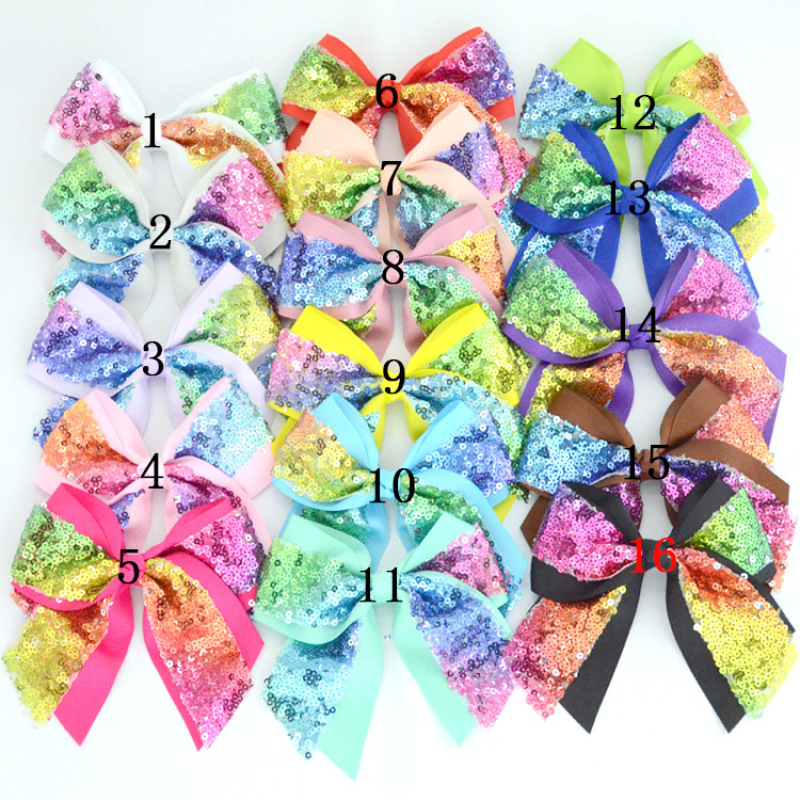 Pretty Embroidered Gradient Sequin Baby Hair Headbands With Bow