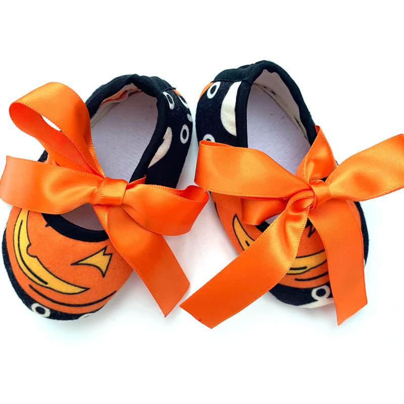 Fall Halloween Clothing Little Baby  Girls Short Sleeve Dress Pumpkin set