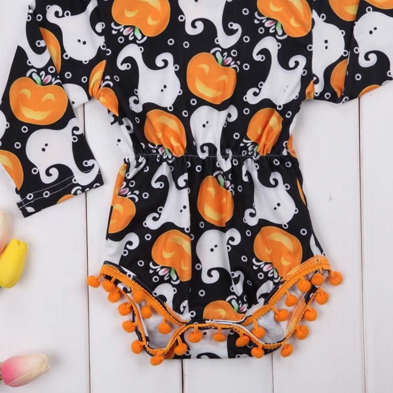 2021 korean trendy headband bow baby printed designer clothes ruffle halloween romper
