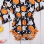 2021 korean trendy headband bow baby printed designer clothes ruffle halloween romper
