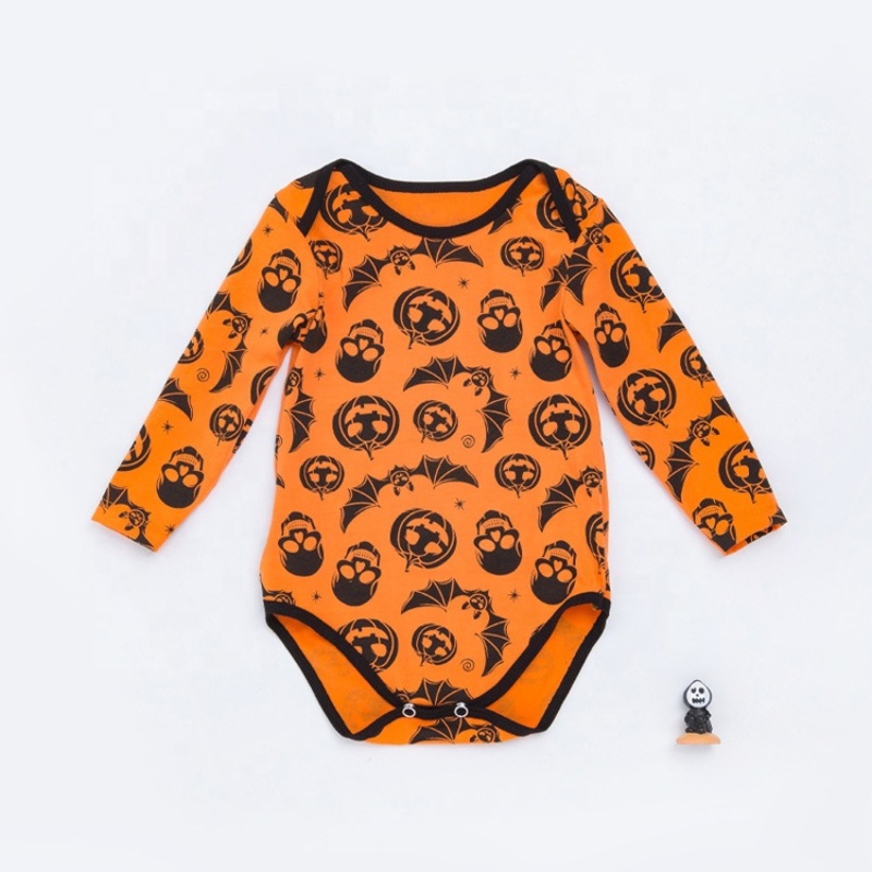 New arrival bone cotton printed trendy punk long sleeve halloween romper