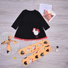 2021 thanksgiving day high quality cute baby black tassel trousers dress clothing sets
