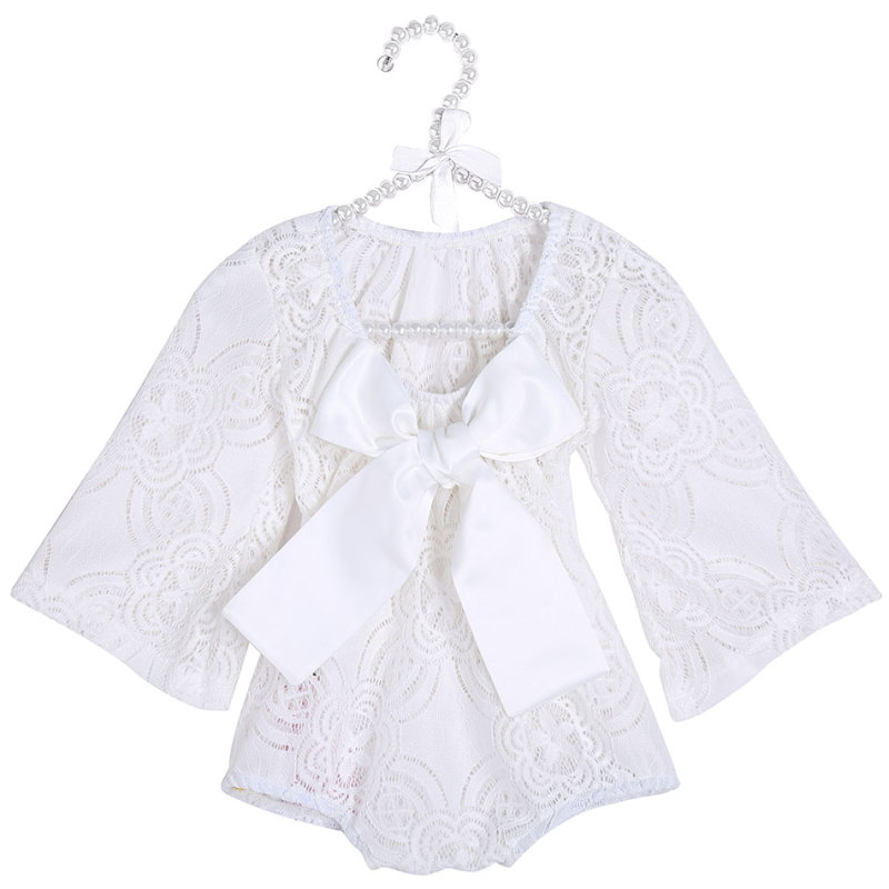 2019 Hot Sale  Import Custom Baby Girl Lace Clothes Big Bow Romper For Girl