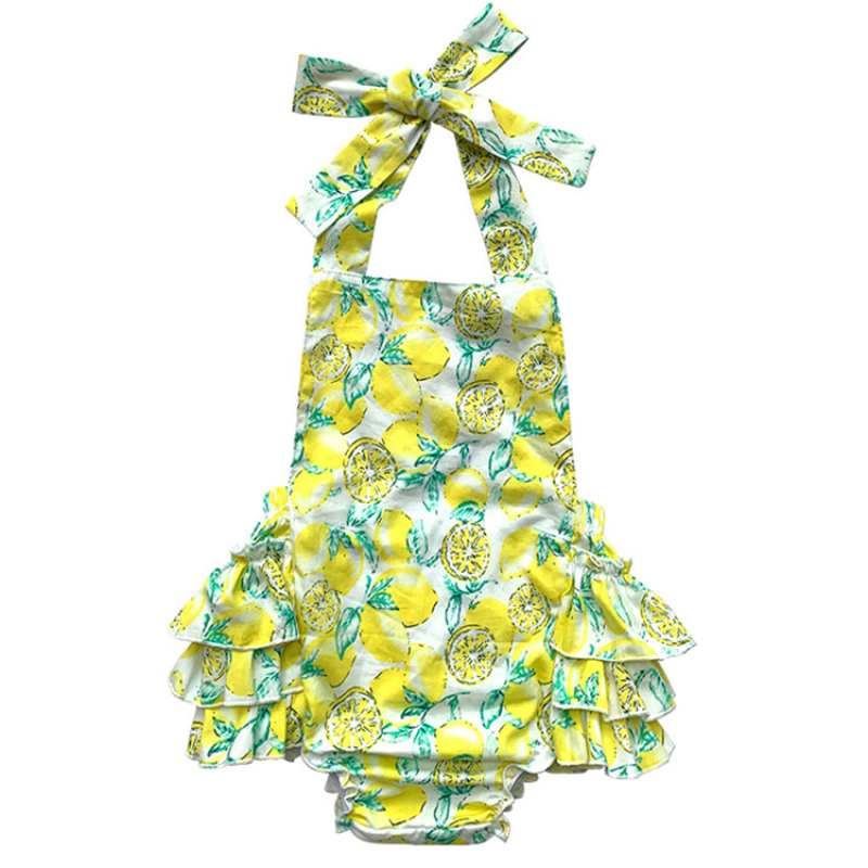 Amazon 100%cotton sleeveless floral cutu backless baby girl romper