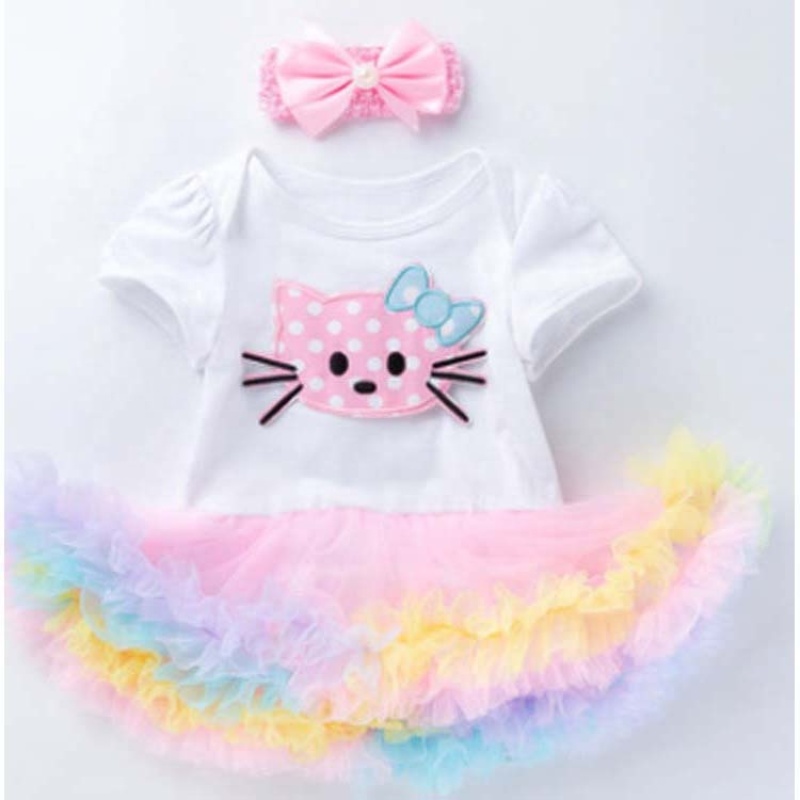 Hight Quality Baby Birthday Rainbow Smash Cake Tutu Dress Set With Headband 