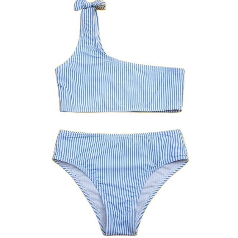 2021 summer modest blue swimwear plaid string bikinis